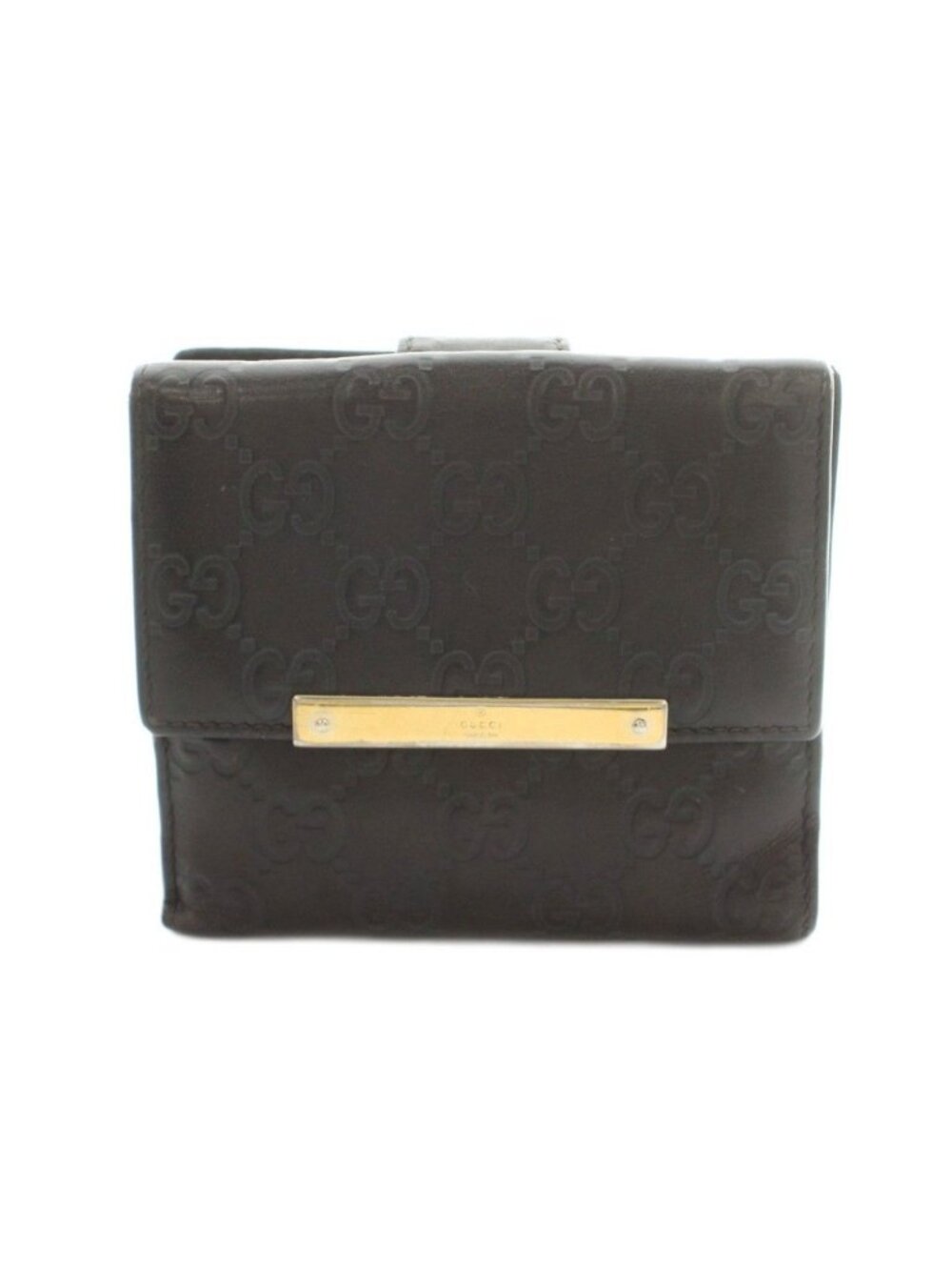 Gucci Bifold Wallet Coin Purse Leather GG Pattern Dark Brown